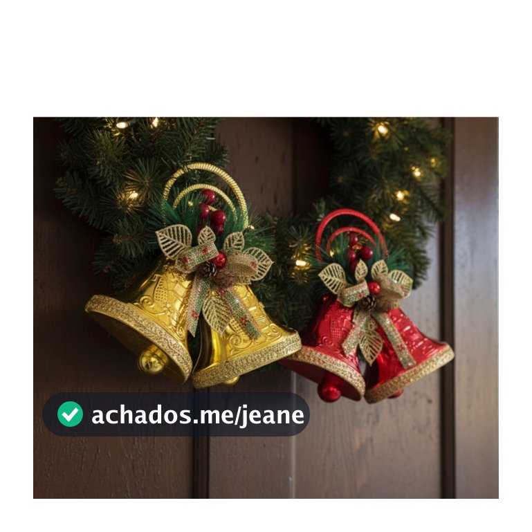 Enfeite Sino de Natal Duplo Luxo - Dourado e Vermelho (26 cm) -  Decoração Natalina