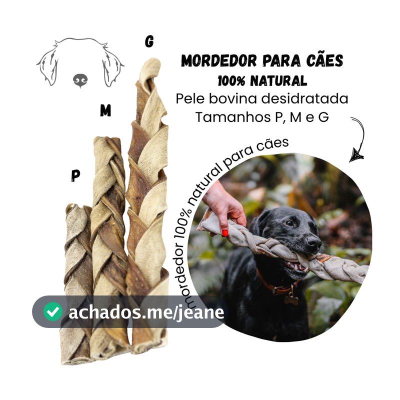 Trança Bovina Pele Bovina Mordedor Natural para Cães 1 unid - Natuka
