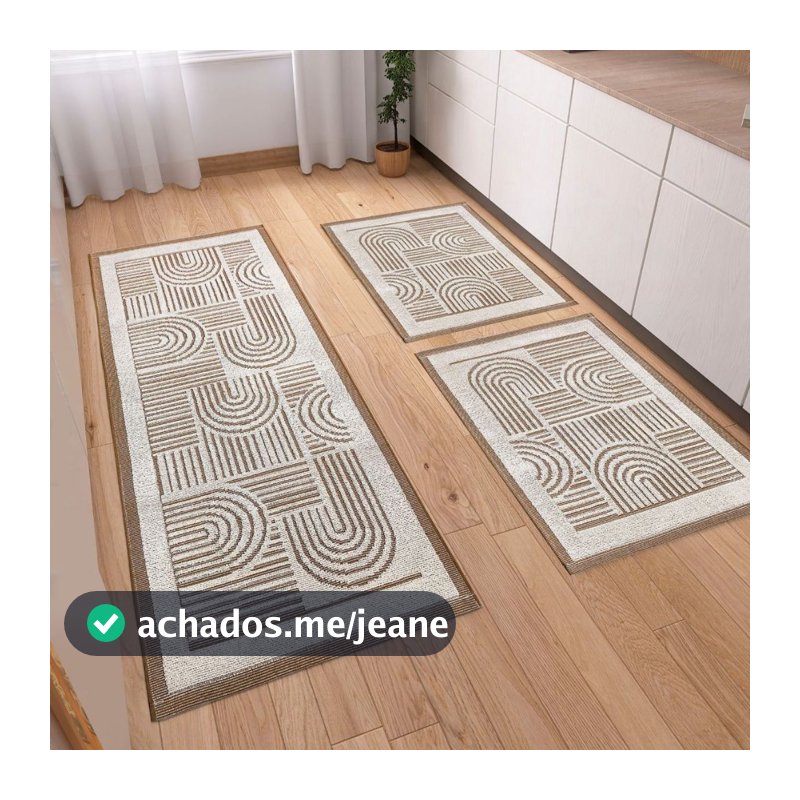 Jogo Tapetes e Passadeira Kit 3 Peças em Tear Para Cozinha Linea Luxo