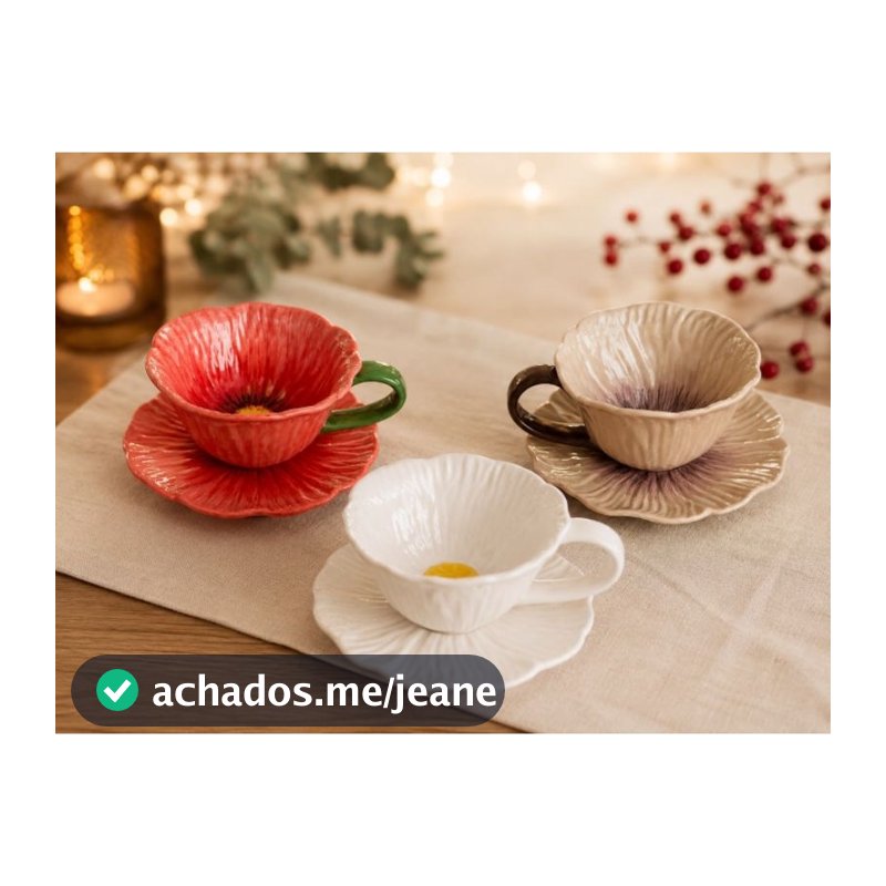 Xícara com Pires De Porcelana Floral 300ML Conjunto de Chá De Flor Mesa Posta
