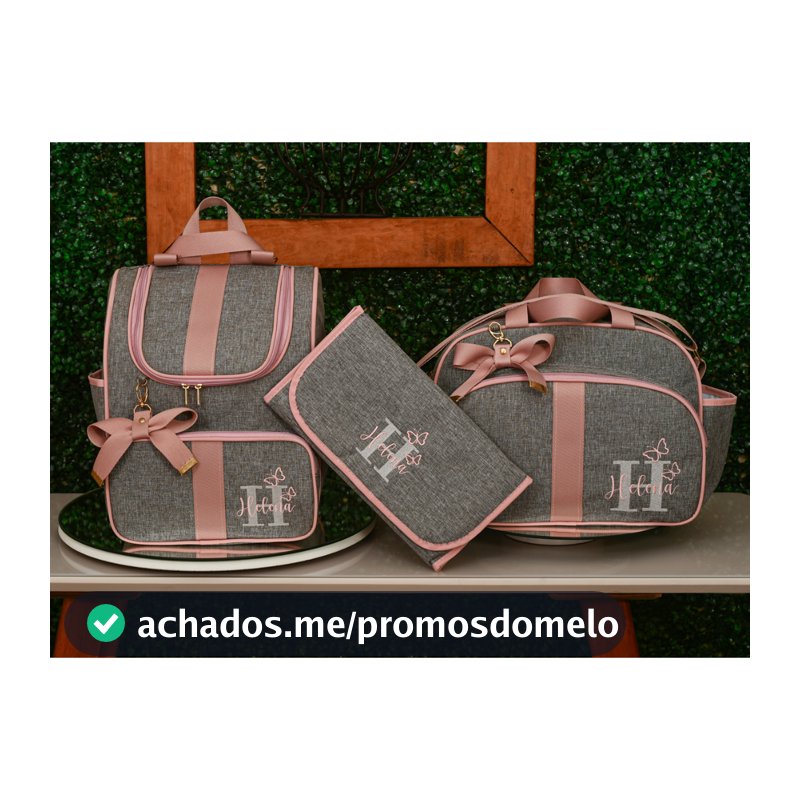 Kit mochila 2 em 1, bolsa e trocador personalizado com nome do bebê