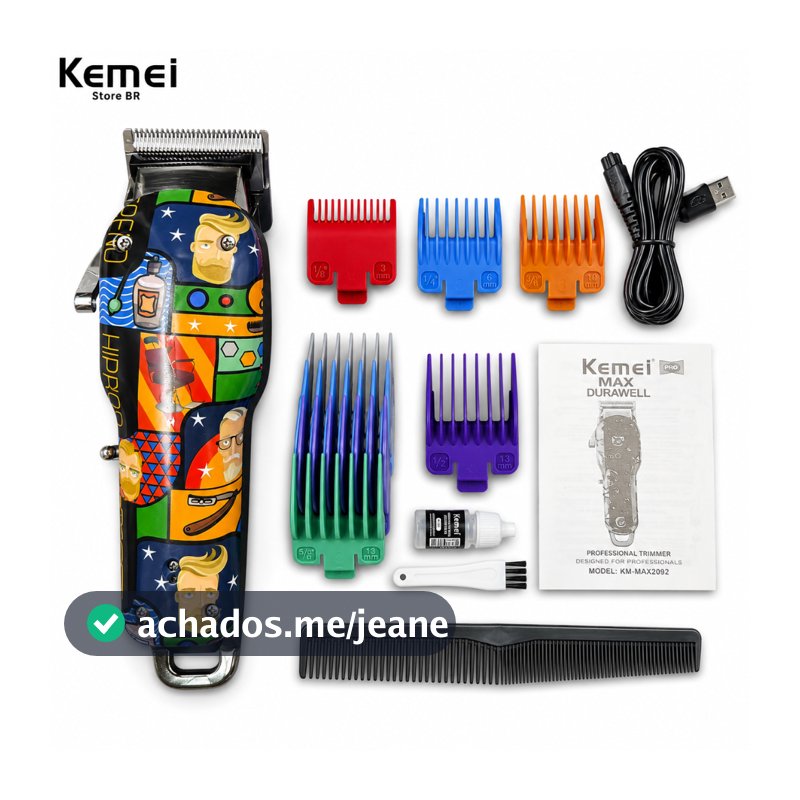 Máquina de Corte Kemei-MAX2092 Profissional Clipper Cabelo, Aparador De Cabelo, Barbeador Multiuso
