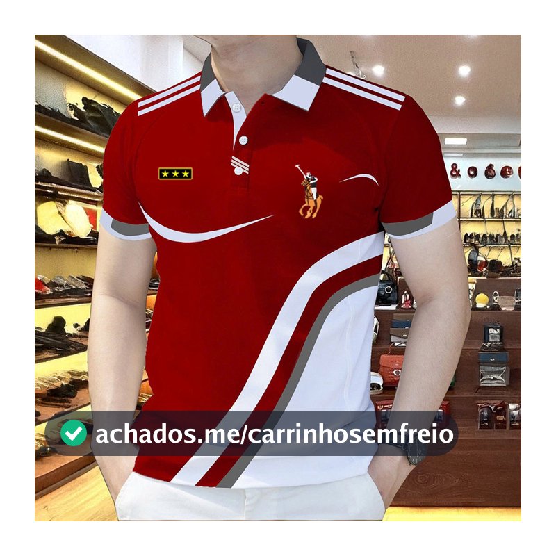 Camisa polo Listrada Masculina , Roupas Casuais De Manga Curta Da Moda , Camiseta Estampada Geométrica Solta Estilo Core