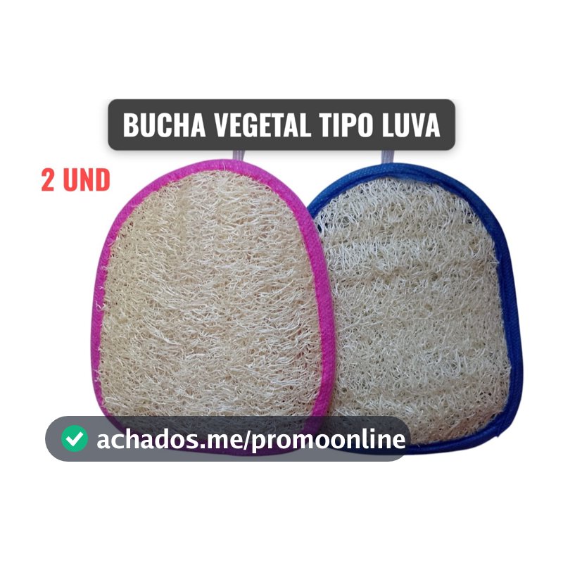 Bucha Vegetal Natural tipo Luva p/ Banho Esfoliante, Bucha com ação esfoliante