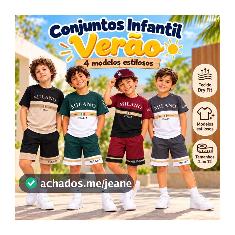 Conjunto Infantil Masculino Dry Fit Camiseta + Bermuda Para o Verão Leve, Fresquinho, 2 a 12 anos