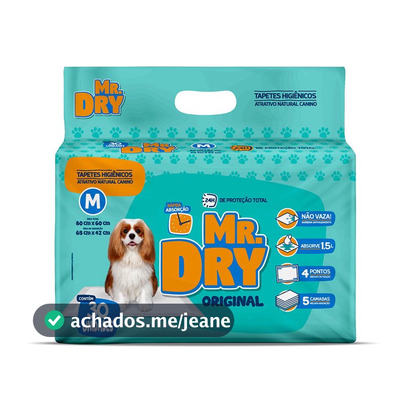 Tapete Higiênico Mr Dry 80x60cm 30 Unidades