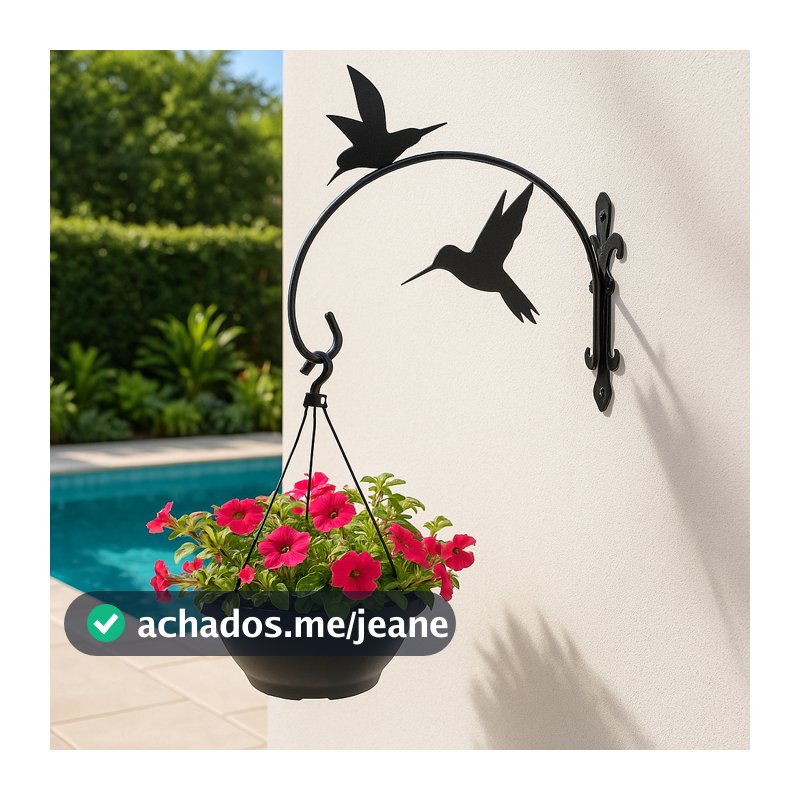 Suporte De Parede Em Aço Beija Flor Decorativo Gancho Para Vaso Suspenso Quintal Jardim Área Externa