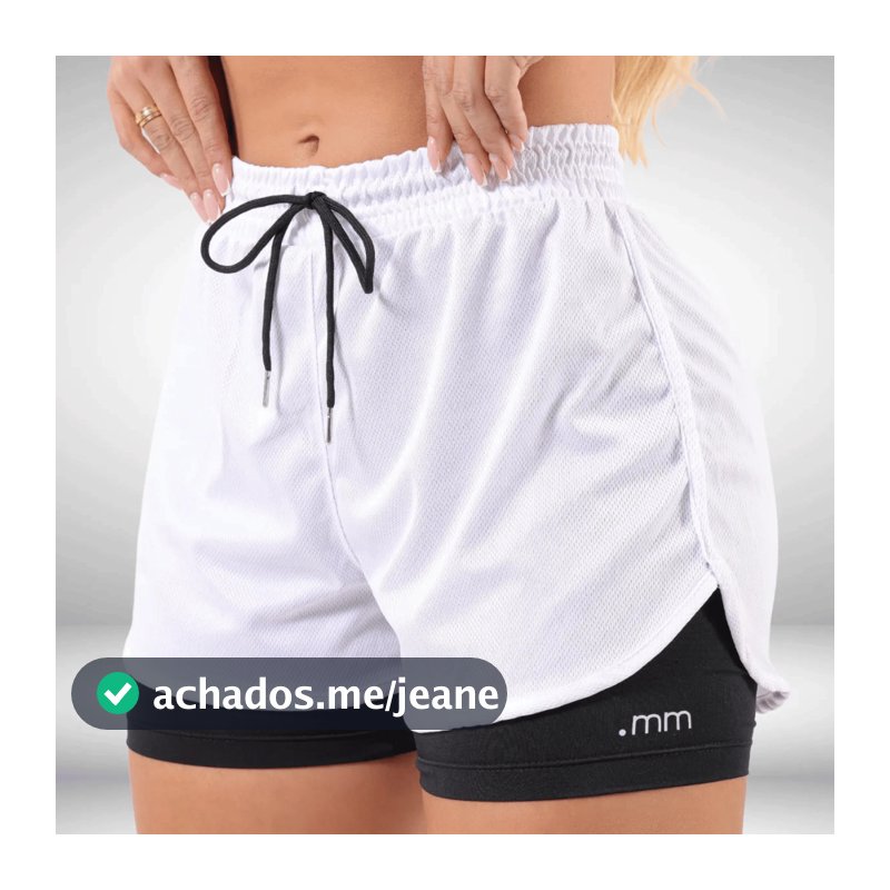 Short Duplo Compreensão Fitness Bermuda Academia Feminino 2 em 1