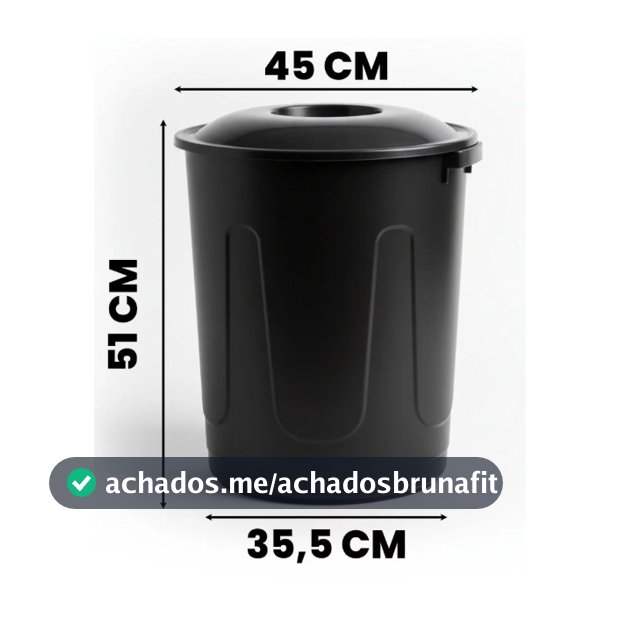 Lixeira Grande 60 Litros com Tampa e Alças Resistente Reforçada