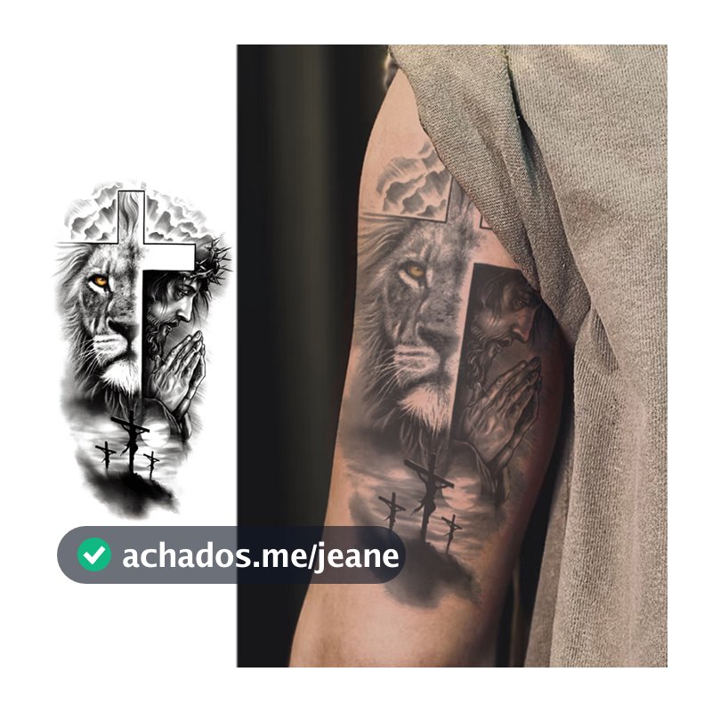 Design Temporário Impermeável Do Leão Da Etiqueta Tatuagem Para A Falsa Realista Braço