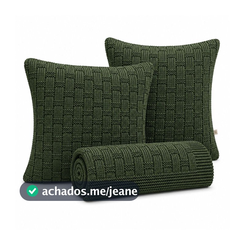 Kit Peseira Tricot Premium Trama + 2 Capas 45x45 de Almofada Cama Casal Queen King Decor Home Luxo