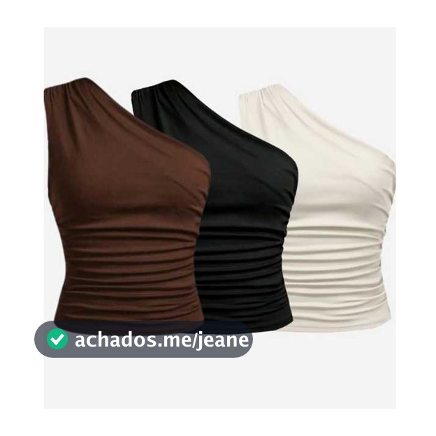 Kit Blusa Feminina Elegante Ombro Único com Franzido Malha Premium do PP ao GG