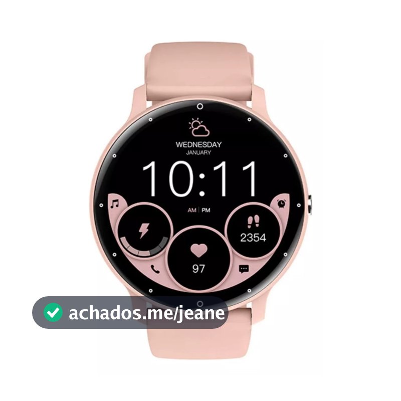 Smartwatch Relógio Peje Redondo Zw02 / Band 1 Rosa Para Feminino e Masculino Prova DÁgua IP68 2METRO
