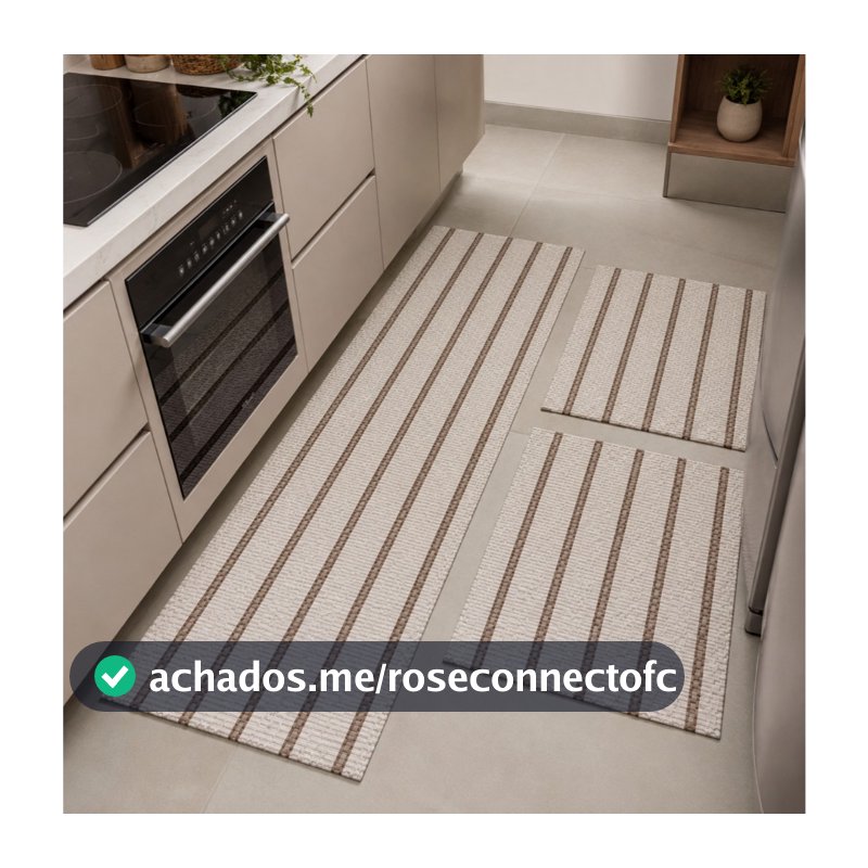 Kit Tapete Algodão 3 peças, Grosso e Macio. 1 passadeira + 2 tapetes. Pode ser lavado na máquina