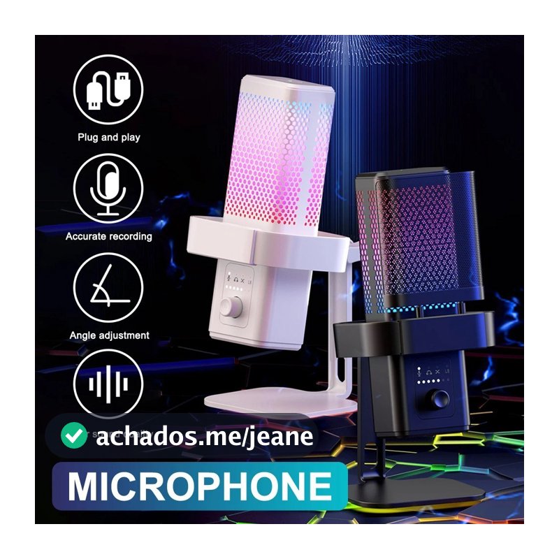 VIRWIR-USB Microfone Dinâmico para Gravação PC, Botão Mute, Gaming Mic, Studio Singing, Podcasts, Transmissão ao Vivo
