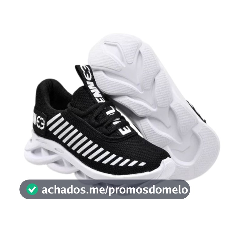 Tênis Infantil Dia a Dia Atividades Diárias Conforto e Estilo para sua Pequena Cor: Preto com Branco
