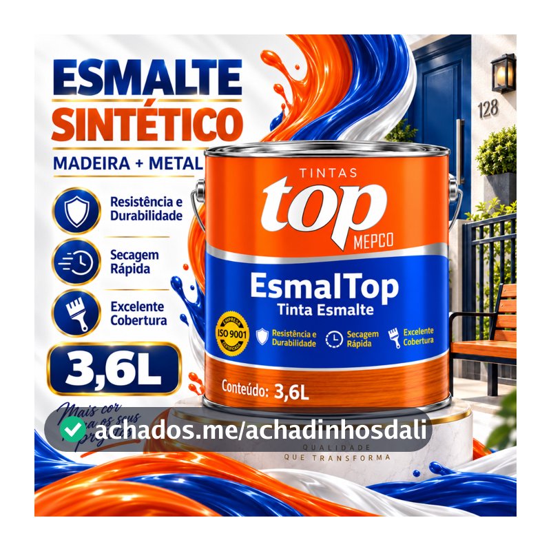 Tinta Para Metal e Madeira - Esmalte Sintético Brilhante Base Solvente - 3,6L  | Cores Vibrantes | Alta Durabilidade