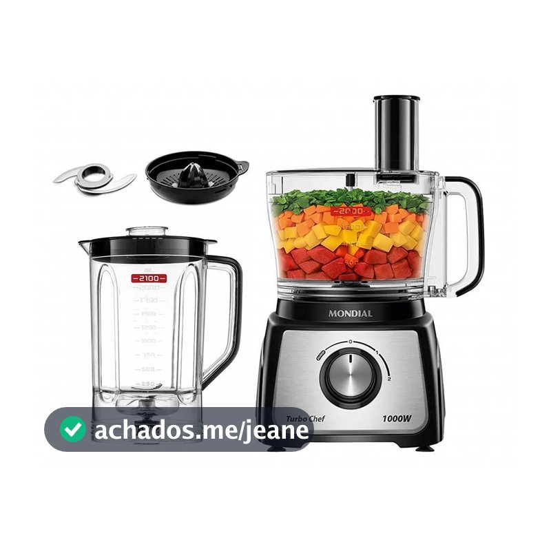 Multiprocessador de alimentos 1.000W 3 em 1 Turbo Chef - MPN-02-BE - Mondial