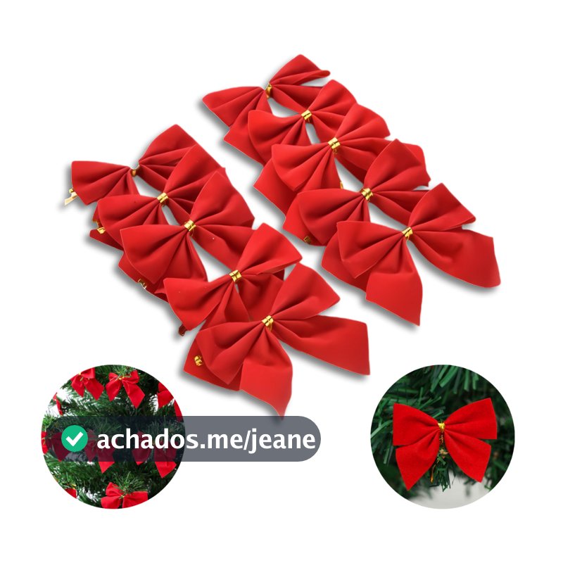 Kit 12/24/36/48 Laços Vermelho Dourado Enfeite De Natal Premium De Qualidade Lacinhos Natalinos