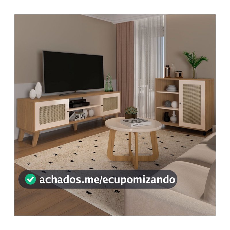 Sala de Estar Completa para TV até 75 Polegadas Charlotte 3 Portas