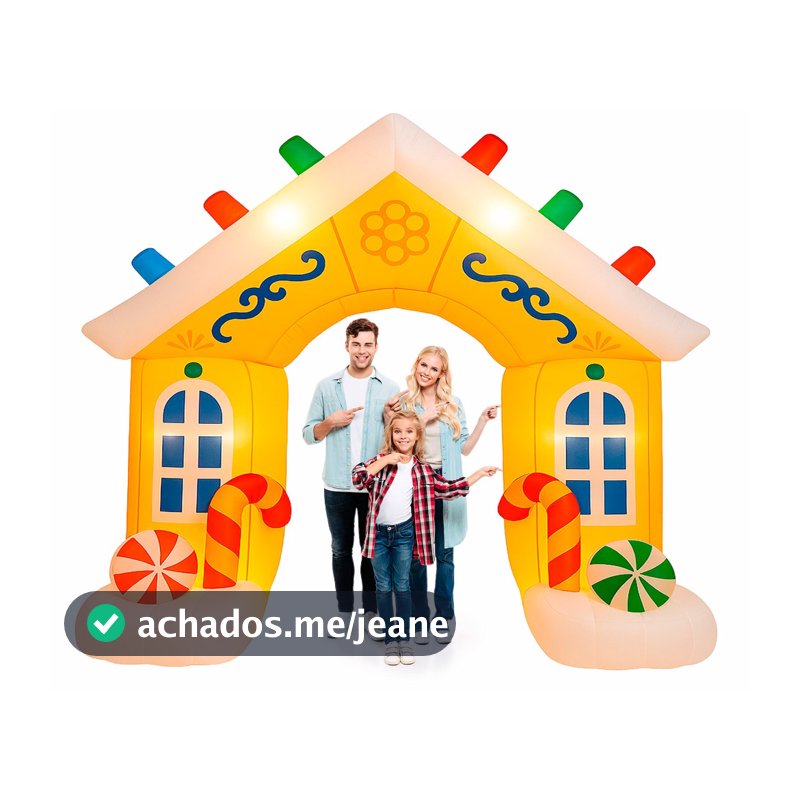 Portal Gigante Inflável 2,7m Casa Papai Noel Com Luz Led Decoração de Natal