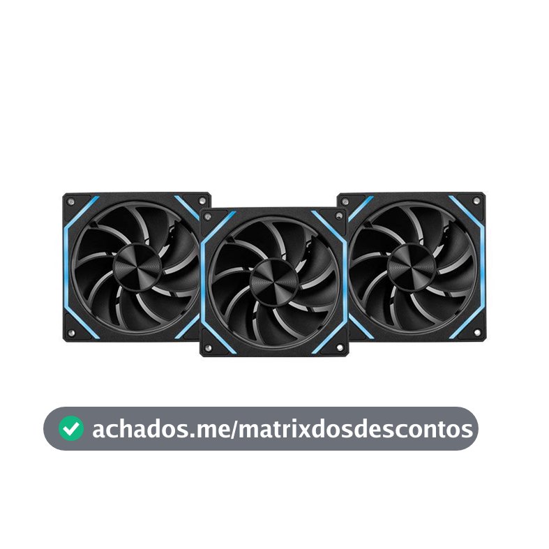 Kit Ventoinhas Pichau Ventus NX Reverse, ARGB, 3x120mm, Preto, PCH-VTNXR3-BK01