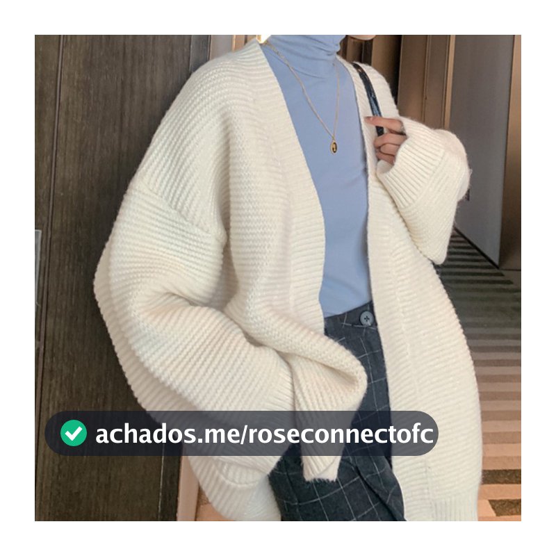 Cardigan De Malha Estilo Preguiçoso Feminino Coreano Solto Manga Comprida Casaco Casual