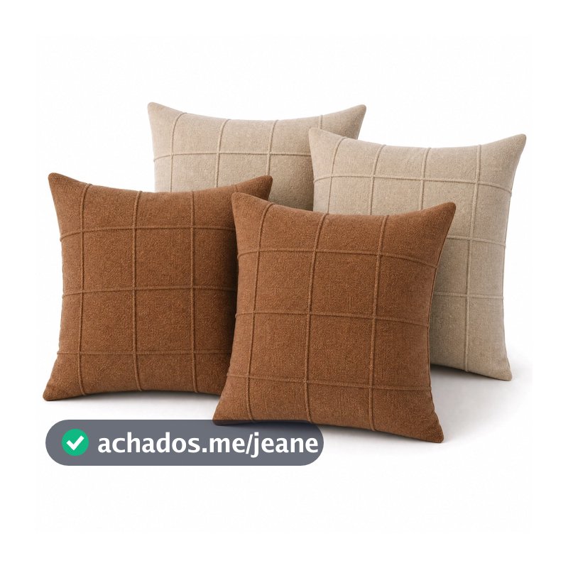 Kit 4 Capas de Almofada Linho 40x40 Rústico Moderno Decorativa Sofá Sala Quarto com Zíper