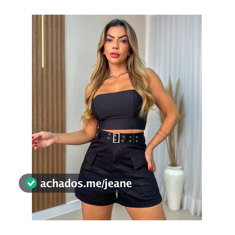 Short Cargo Feminina Sarja Elastano Com Cinto Bolsos Verão /3RD SD819