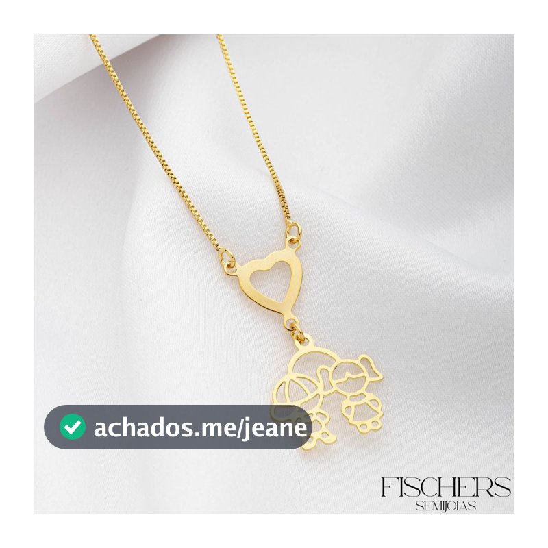 Colar Coração Filhos Menino e Menina Ouro 18K | Presente Dia das Mães