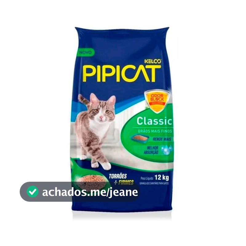 Areia para Gato Classic 12kg Pipicat