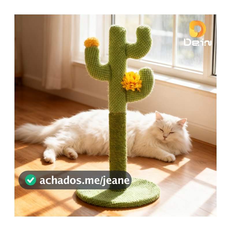 Arranhador para Gato Cacto 60cm Não é Planta Real Poste com Sisal Base Antiderrapante