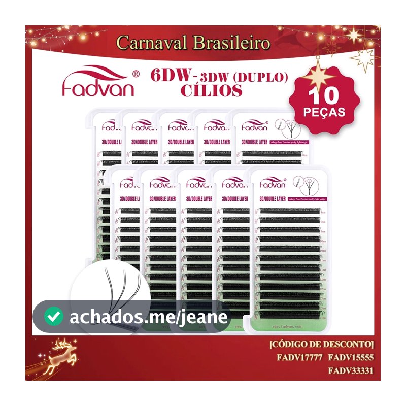10 Peças Fadvan Pontas Duplas 3D Cílios 6DW Forma Extensão De Preço De Atacado Do Fabricante