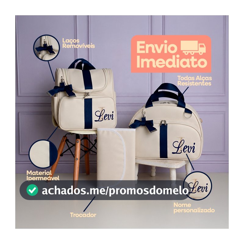 Kit Bolsa Maternidade 3 Peças Personalizada Nome Menino Bordada Mochila Mala Trocador Impermeável Luxo Bebê Gestante