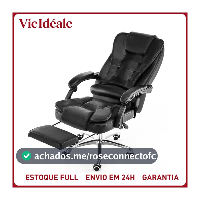 Cadeira De Escritorio Presidente Ergonomica Apoio Para Pés preto