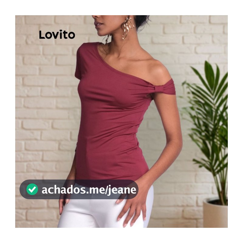 Lovito Blusa de Malha Basica Um Ombro Só Moda Feminina BRBLB791BRL821