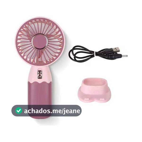 Ventilador Mini Portátil Recarregável USB de Mão Suporte Mesa Silencioso Ideal para Casa Trabalho