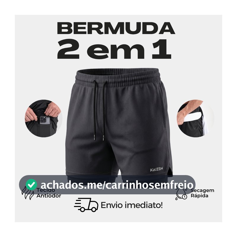 Shorts Masculino 2 em 1 Com proteção Uv+20 sport revolution bermuda para treinar sports