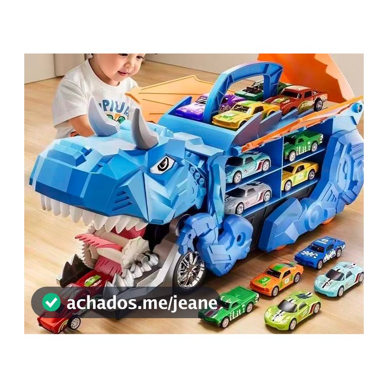 Novo 2026 Caminhão Dinossauro engolidor e Porta-carrinhos com 4 Carrinhos de Fricção.🚚