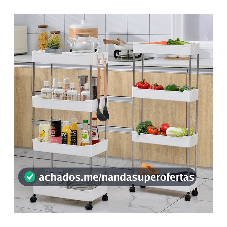 Organizador Móvel de 4 Níveis Multifuncional Com Rodinhas