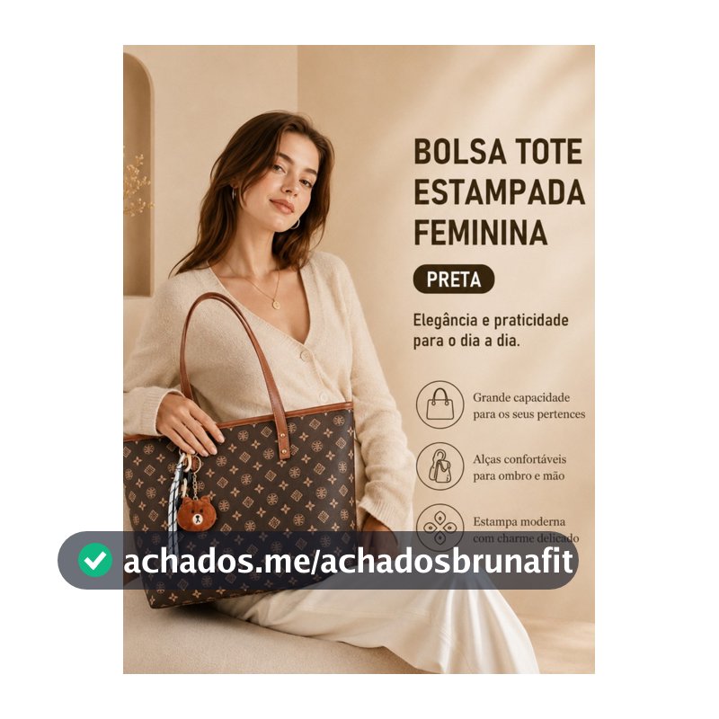 TOMI MITO Bolsa Feminina Casual de Ombro com Estampa Geométrica e Pingente Charmoso para Trabalho e Passeios TM9187