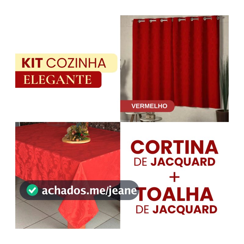 Kit Cortina Jacquard 200x130 com Toalha de Mesa 6 Lugares Luxo Elegante Tecido Grosso Cores Lindas Decoração Casa