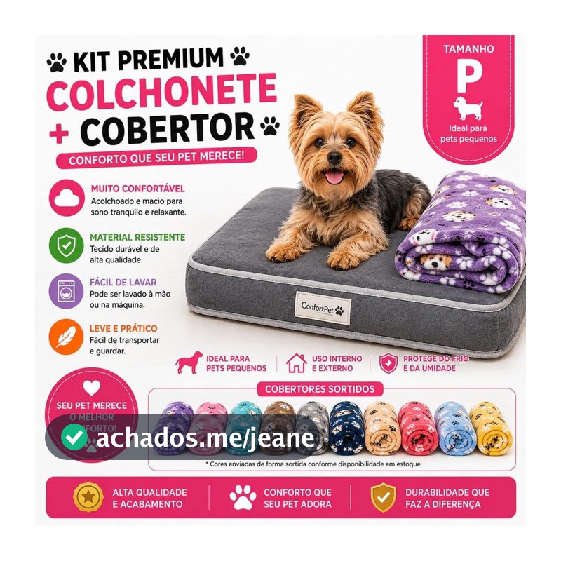 Colchão Pet Ortopédico ComfortWell Premium P Cinza com Manta – Espuma Ortopédica e Base Antiderrapante