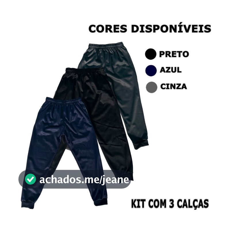 Kit Com 3 Calças Infantil Juvenil De Frio Flanelada Inverno Volta Aulas Escolar Jogger Menino Tamanhos 2 ao 16
