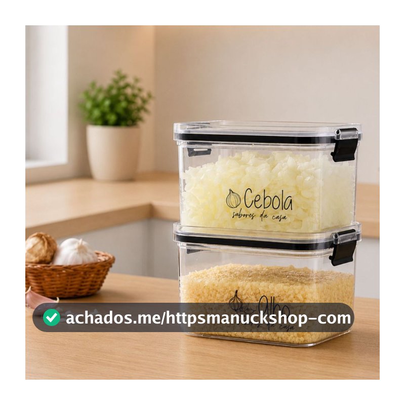 Potes Herméticos Geladeira | Porta-Alho, Porta-Cebola | 450ml/950ml - Porta Mantimentos