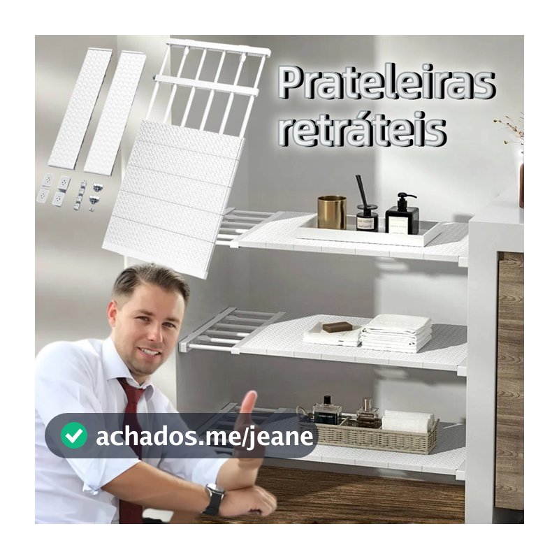 Prateleira Camada de tábua ajustável de 30-80cm prateleira telescópica, organizador de armário de guarda-roupa divisória