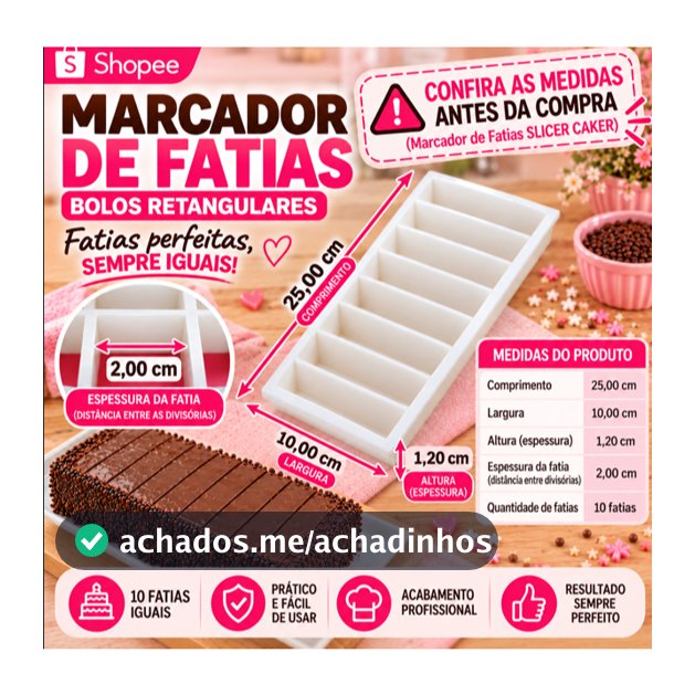 🍰 Marcador de Fatias para Bolos Retangulares — 10 Fatias (SLICER CAKE) CONFIRA AS MEDIDASS