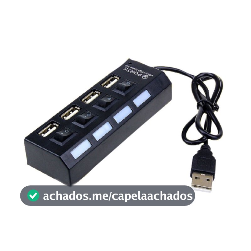 Hub Régua Usb 2.0 4 Portas Led Indicador Extensor Usb Rápido