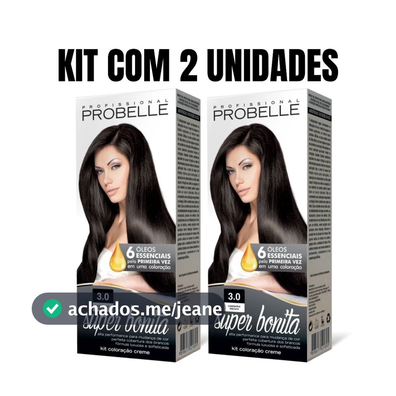 Kit 2 Tintas Super Bonita 50g 3.0 Castanho Escuro - Probelle Coloração