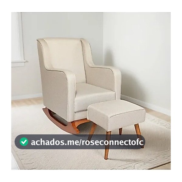 Poltrona Amamentação Balanço com Puff Linho